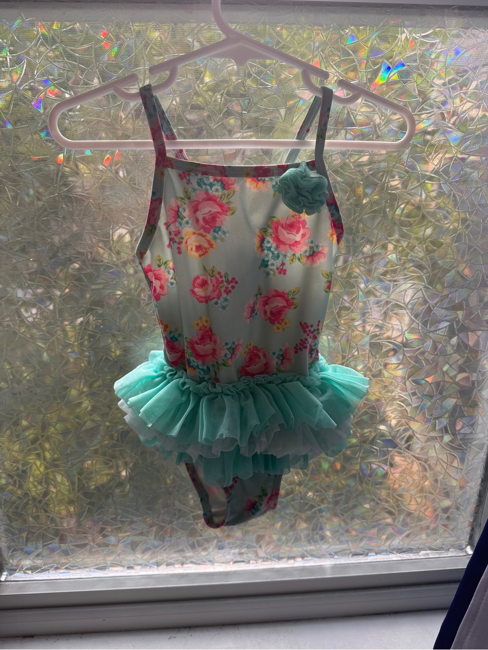Kids Floral Mint Tutu One-Piece Swimsuit 24M